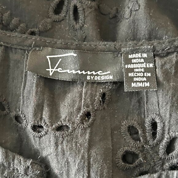 Femme By Design Black Cotton Dress Sz M - Picture 4 of 7